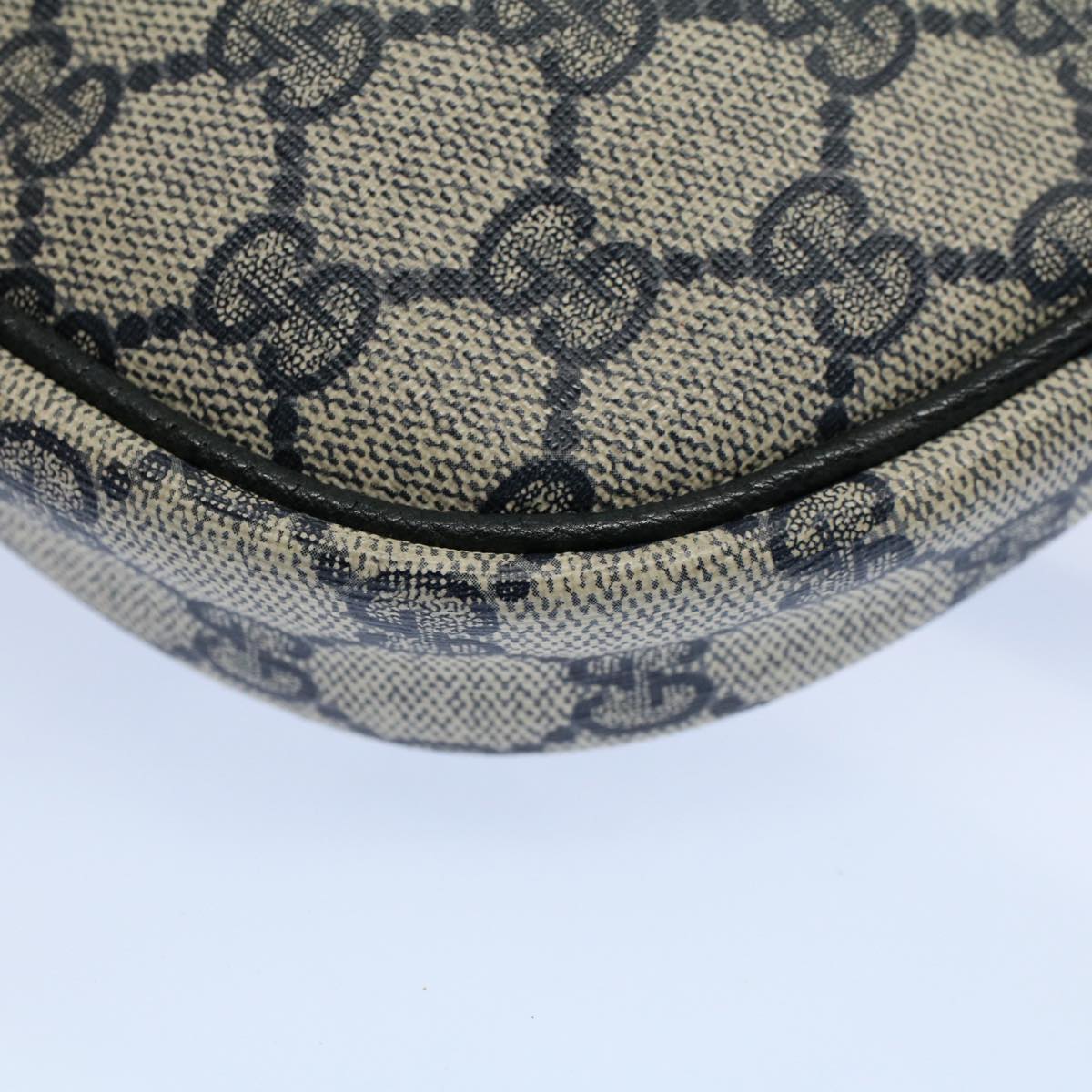 GUCCI GG Canvas Shoulder Bag PVC Leather Gray Navy ep1884