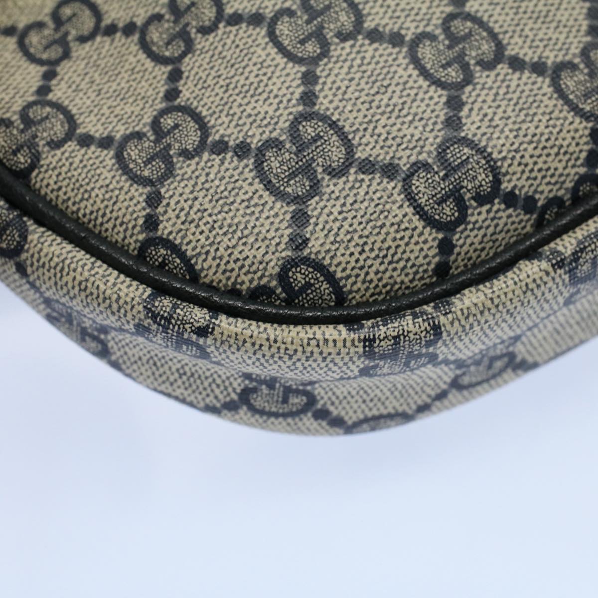 GUCCI GG Canvas Shoulder Bag PVC Leather Gray Navy ep1884