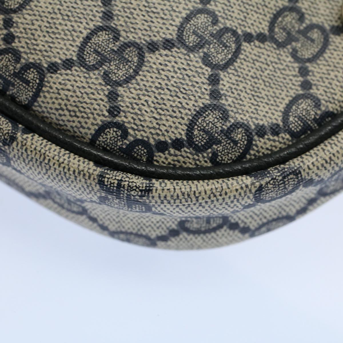 GUCCI GG Canvas Shoulder Bag PVC Leather Gray Navy ep1884