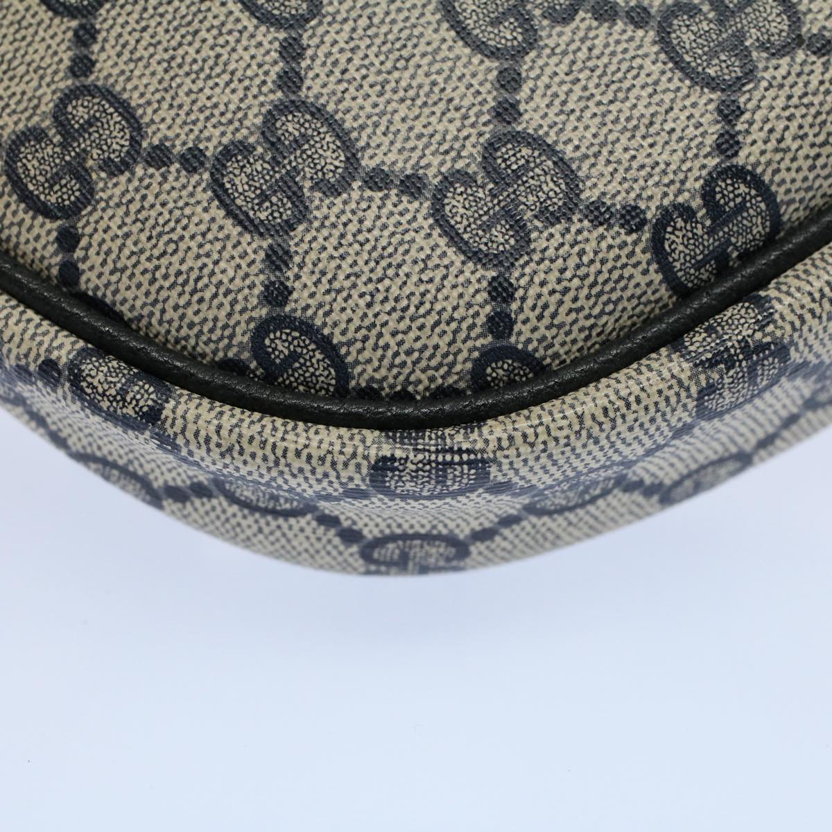 GUCCI GG Canvas Shoulder Bag PVC Leather Gray Navy ep1884