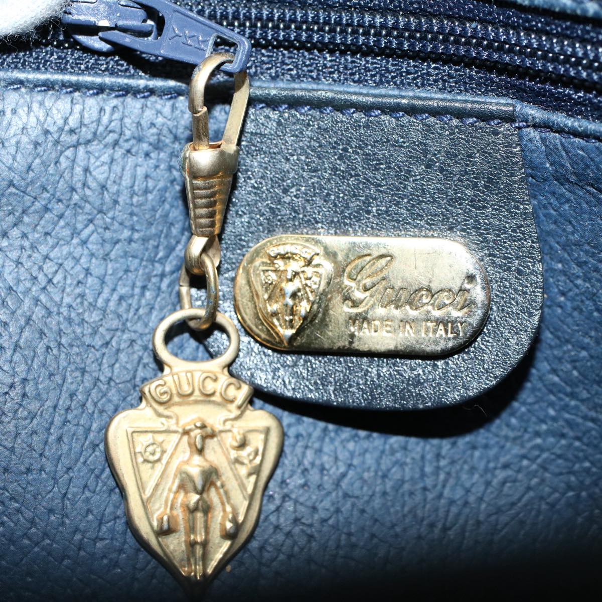 GUCCI GG Canvas Shoulder Bag PVC Leather Gray Navy ep1884