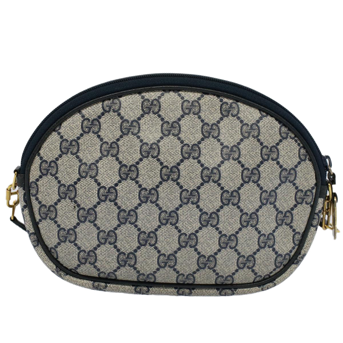 GUCCI GG Canvas Shoulder Bag PVC Leather Gray Navy ep1884