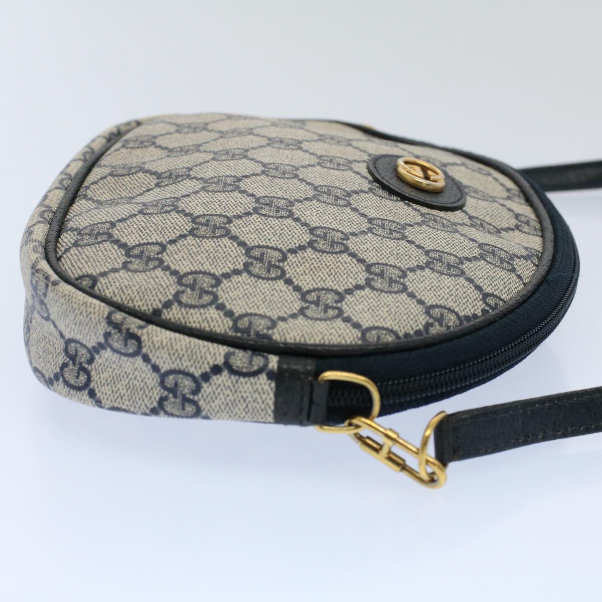 GUCCI GG Canvas Shoulder Bag PVC Leather Gray Navy ep1884