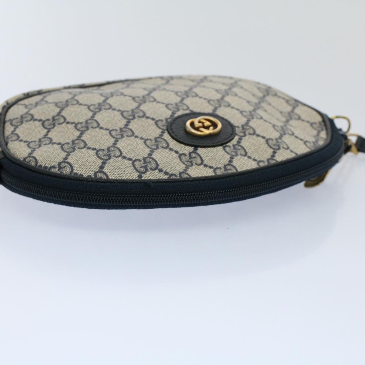 GUCCI GG Canvas Shoulder Bag PVC Leather Gray Navy ep1884