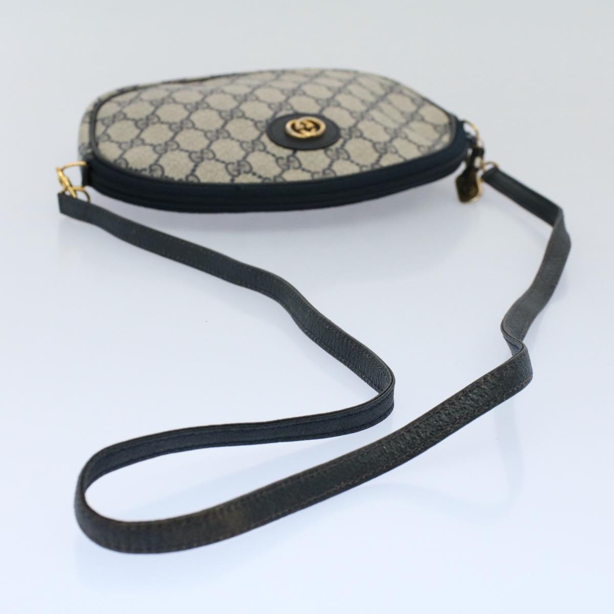 GUCCI GG Canvas Shoulder Bag PVC Leather Gray Navy ep1884