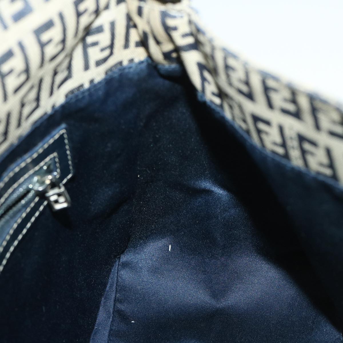 FENDI Zucchino Canvas Mamma Baguette Bag Navy 2305 26325 018 ep1886