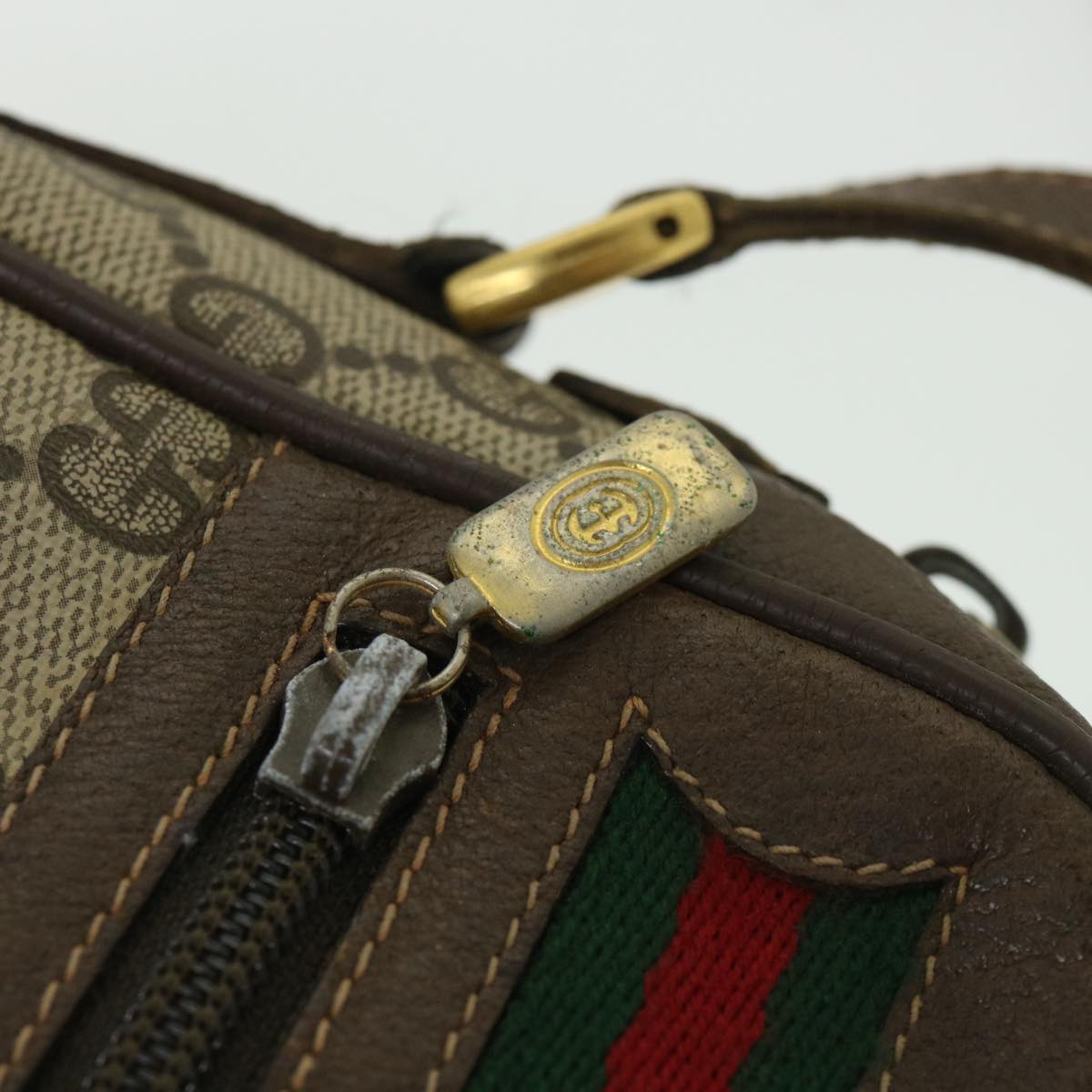 GUCCI GG Canvas Web Sherry Line Shoulder Bag Beige Red 119 02 087 ep1891