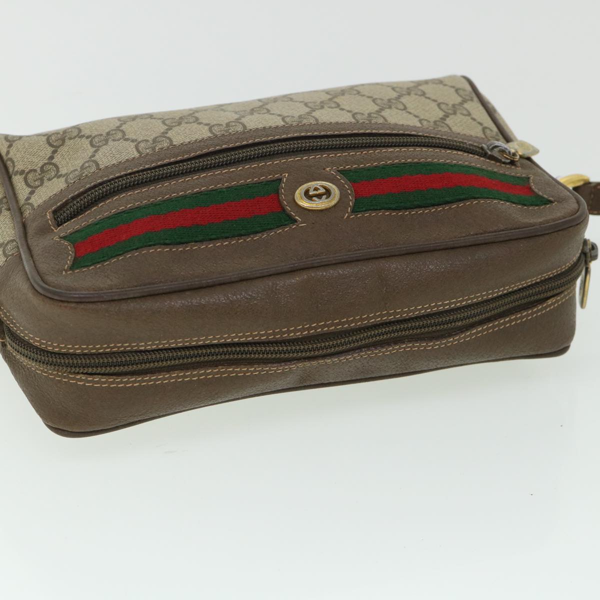 GUCCI GG Canvas Web Sherry Line Shoulder Bag Beige Red 119 02 087 ep1891