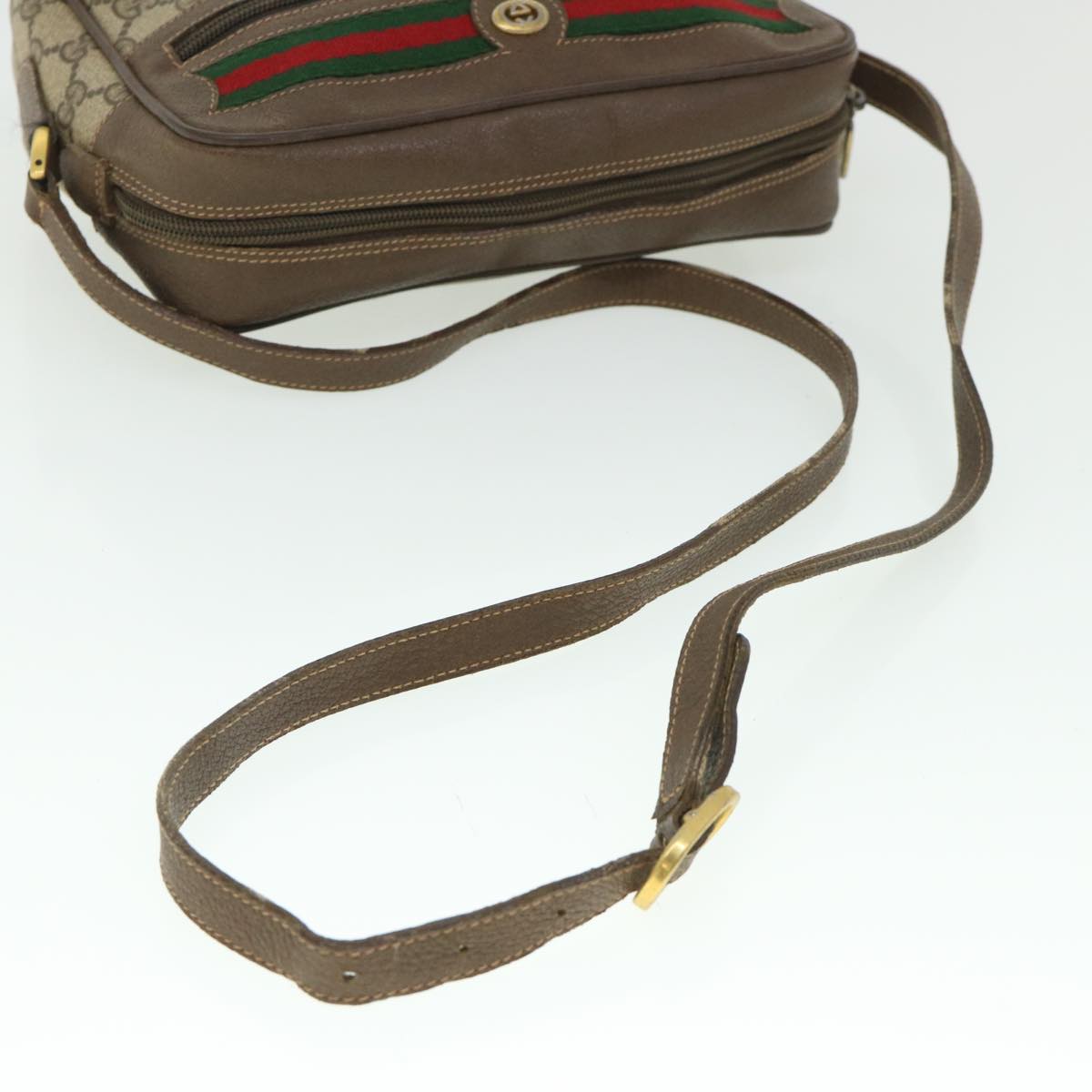 GUCCI GG Canvas Web Sherry Line Shoulder Bag Beige Red 119 02 087 ep1891