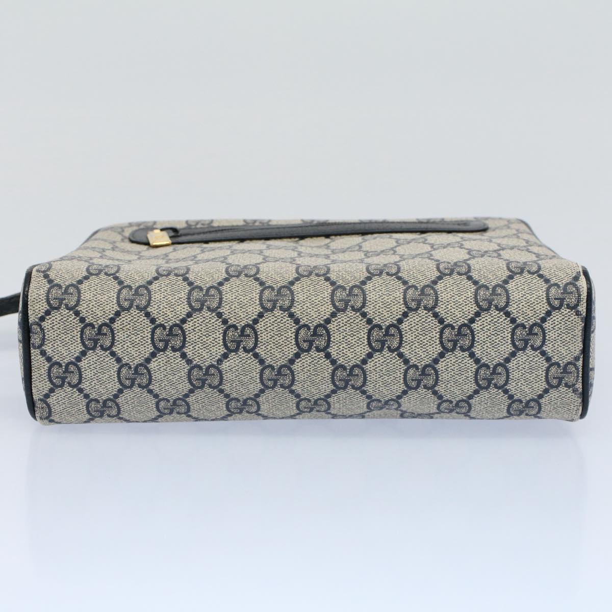 GUCCI GG Canvas Shoulder Bag PVC Leather Gray Navy ep1896