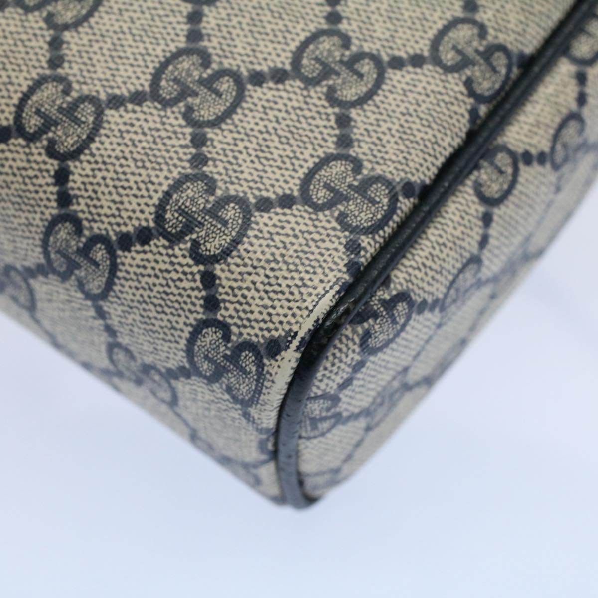 GUCCI GG Canvas Shoulder Bag PVC Leather Gray Navy ep1896