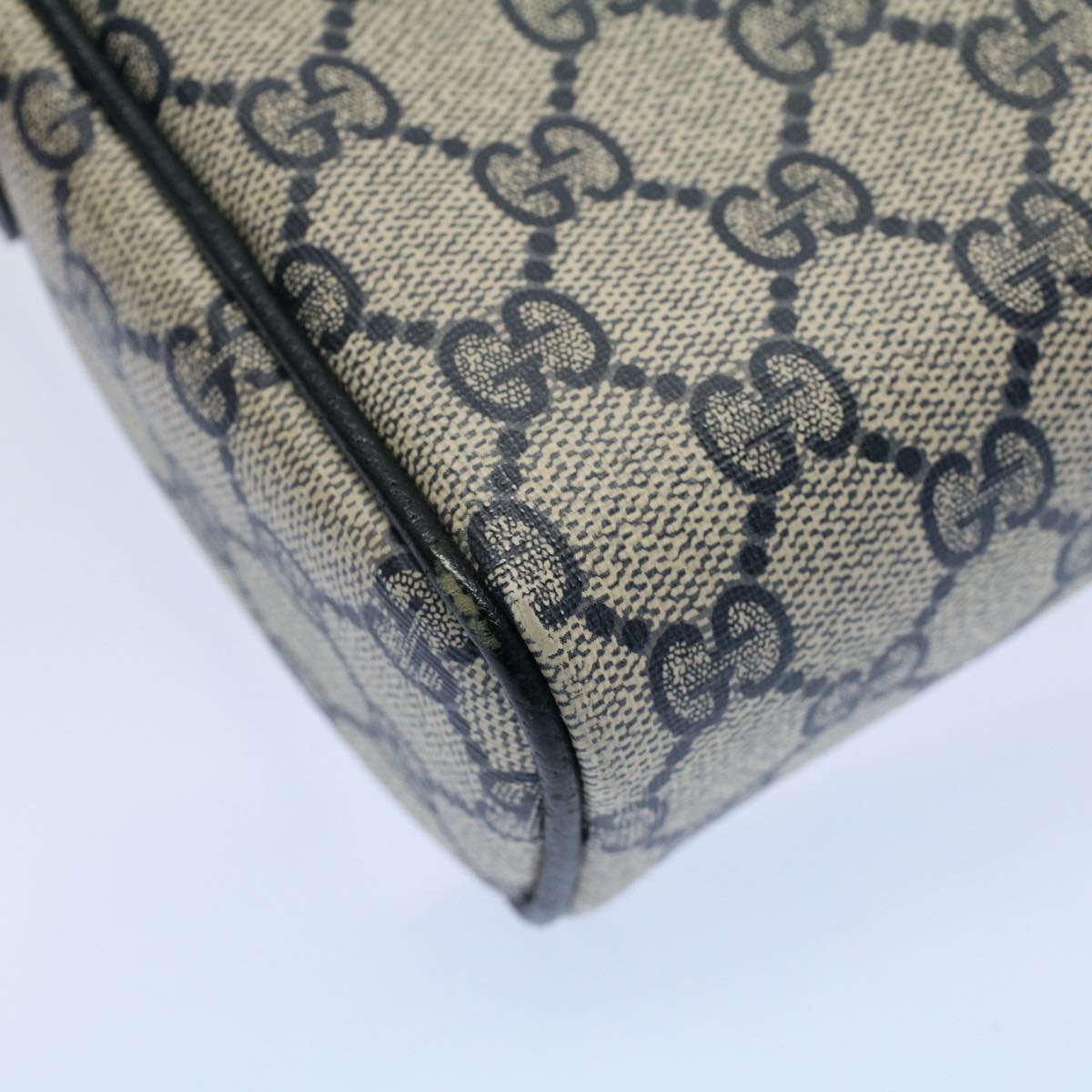 GUCCI GG Canvas Shoulder Bag PVC Leather Gray Navy ep1896