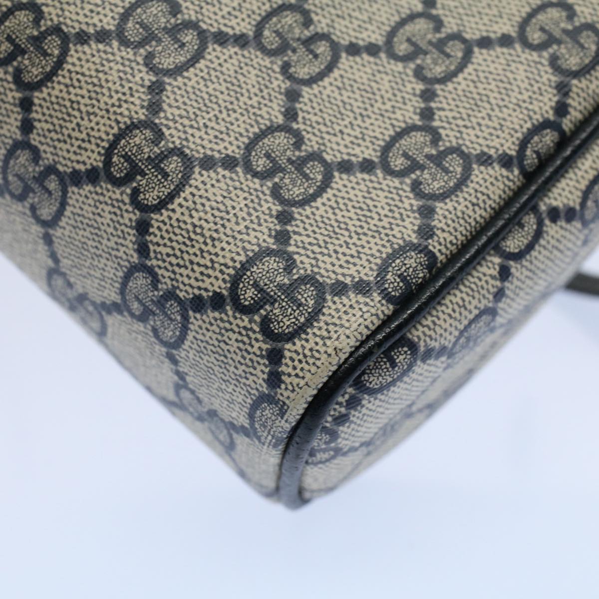 GUCCI GG Canvas Shoulder Bag PVC Leather Gray Navy ep1896