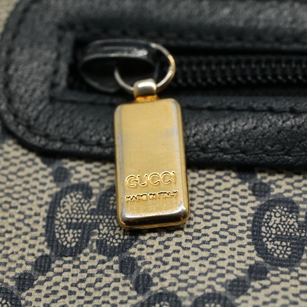GUCCI GG Canvas Shoulder Bag PVC Leather Gray Navy ep1896