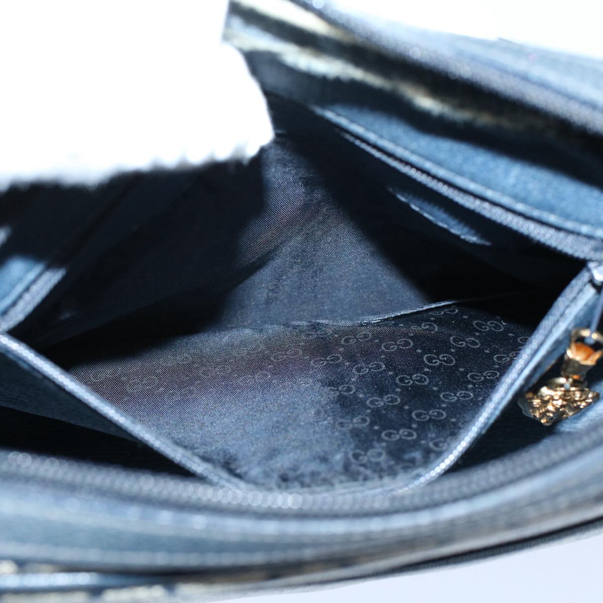 GUCCI GG Canvas Shoulder Bag PVC Leather Gray Navy ep1896