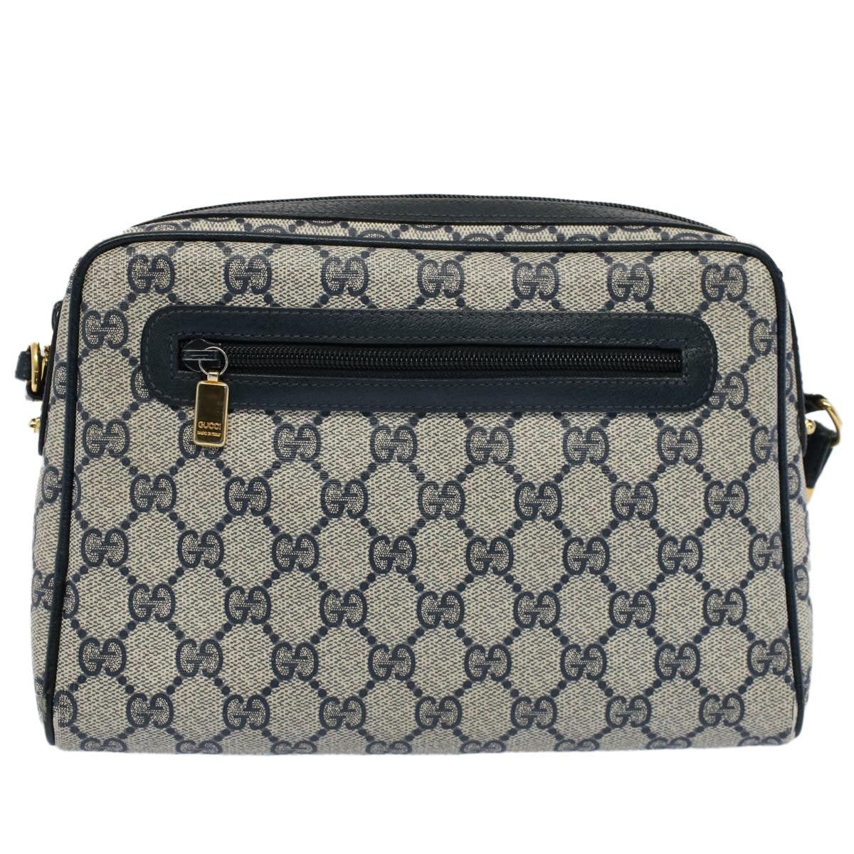 GUCCI GG Canvas Shoulder Bag PVC Leather Gray Navy ep1896