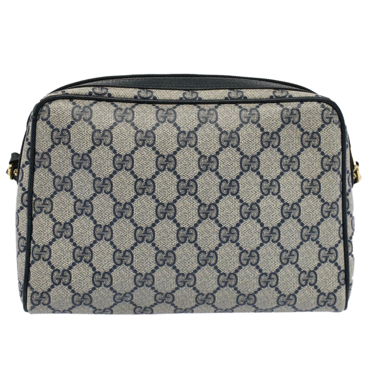 GUCCI GG Canvas Shoulder Bag PVC Leather Gray Navy ep1896