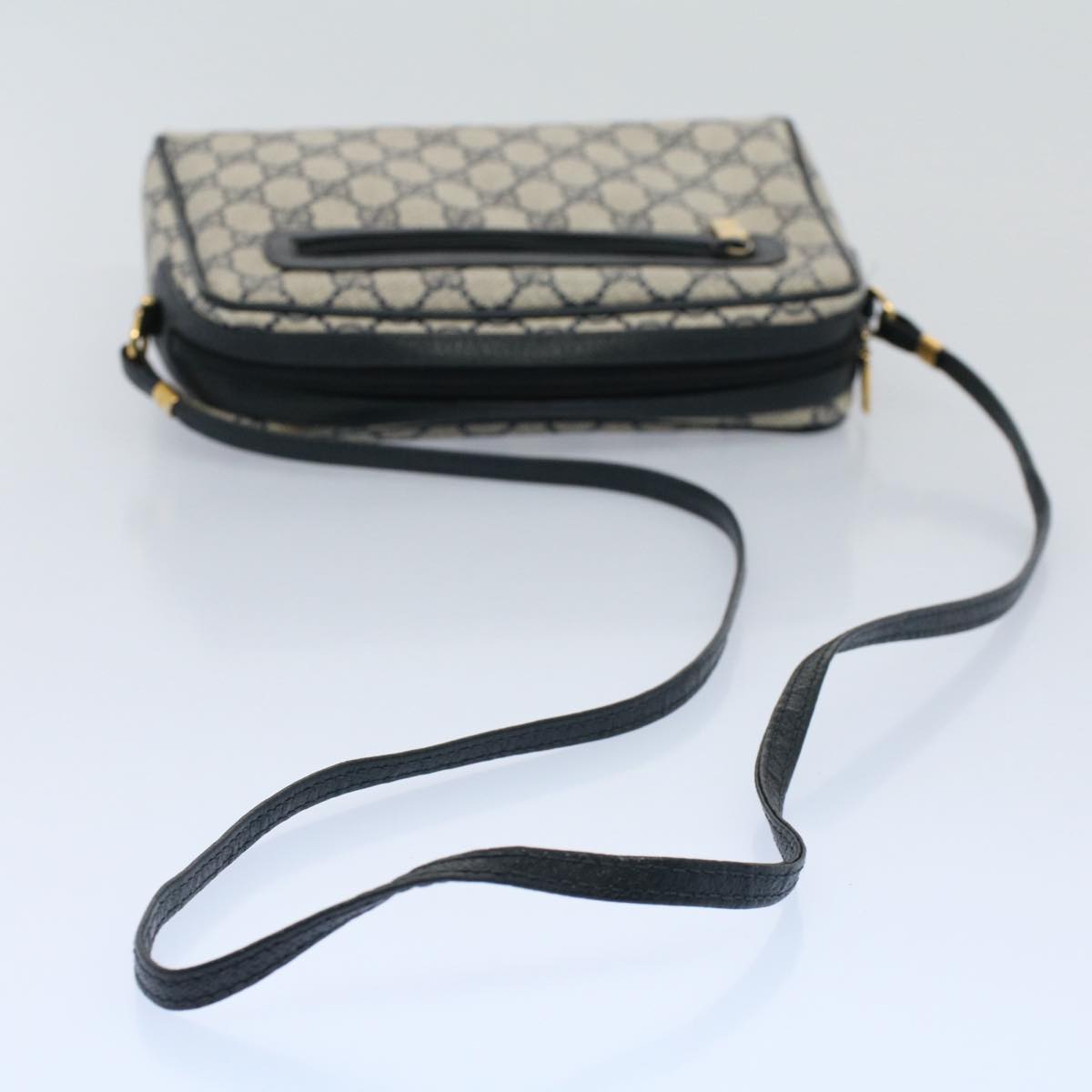 GUCCI GG Canvas Shoulder Bag PVC Leather Gray Navy ep1896
