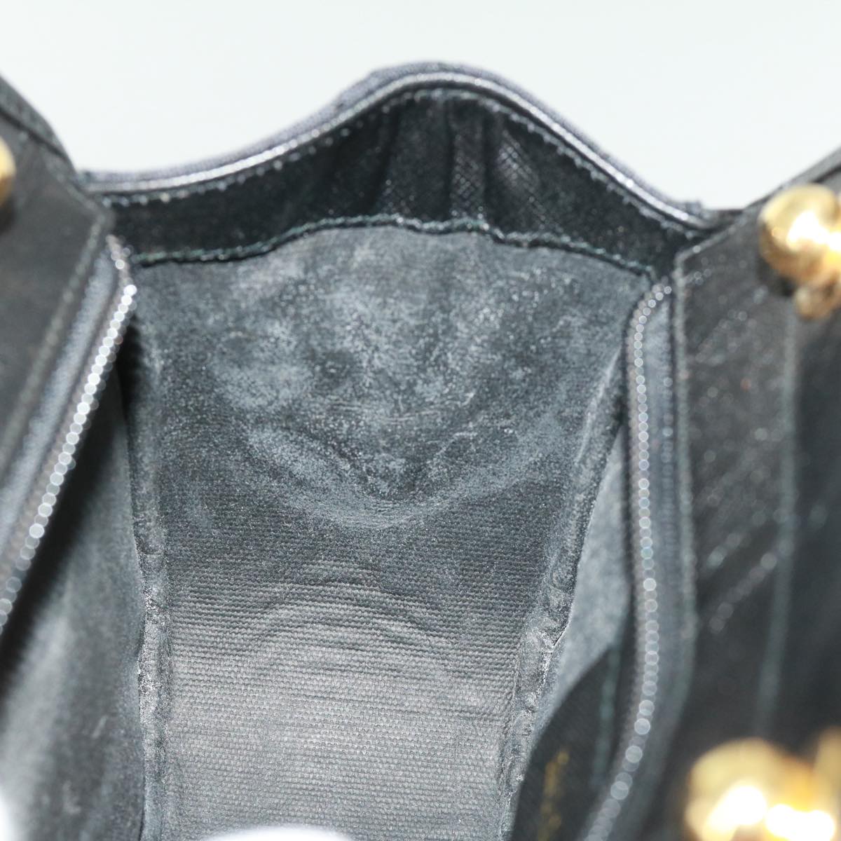 GUCCI Micro GG Canvas Bamboo Chain Shoulder Bag Black Gold ep231