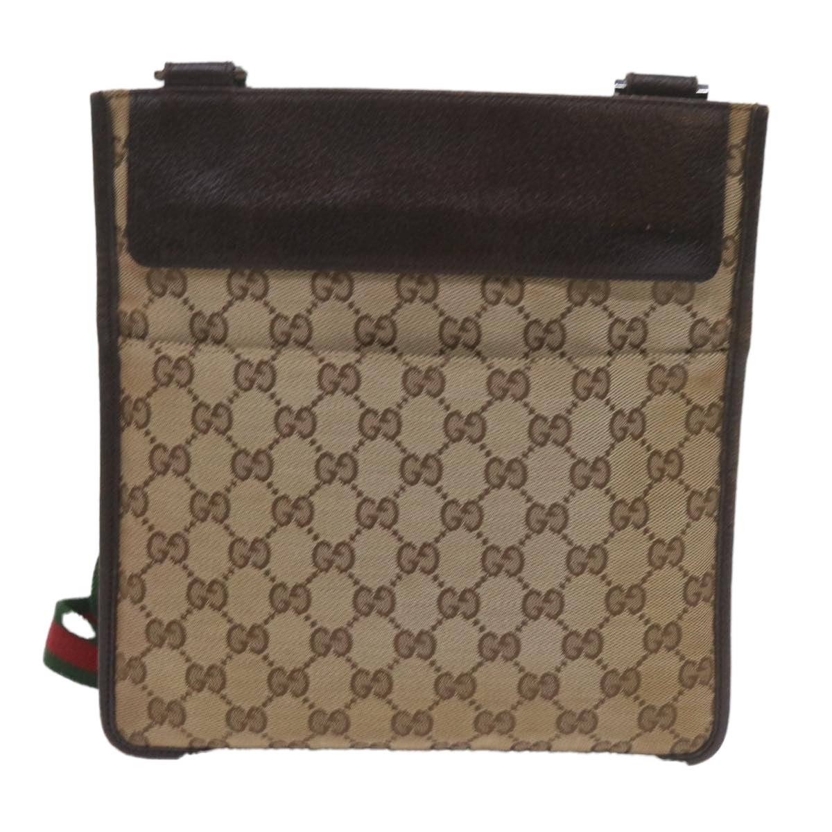 GUCCI GG Canvas Web Sherry Line Shoulder Bag Beige Red Green 27639 ep2613