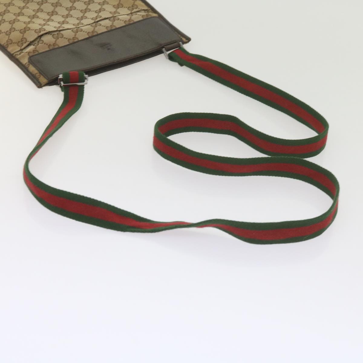 GUCCI GG Canvas Web Sherry Line Shoulder Bag Beige Red Green 27639 ep2613