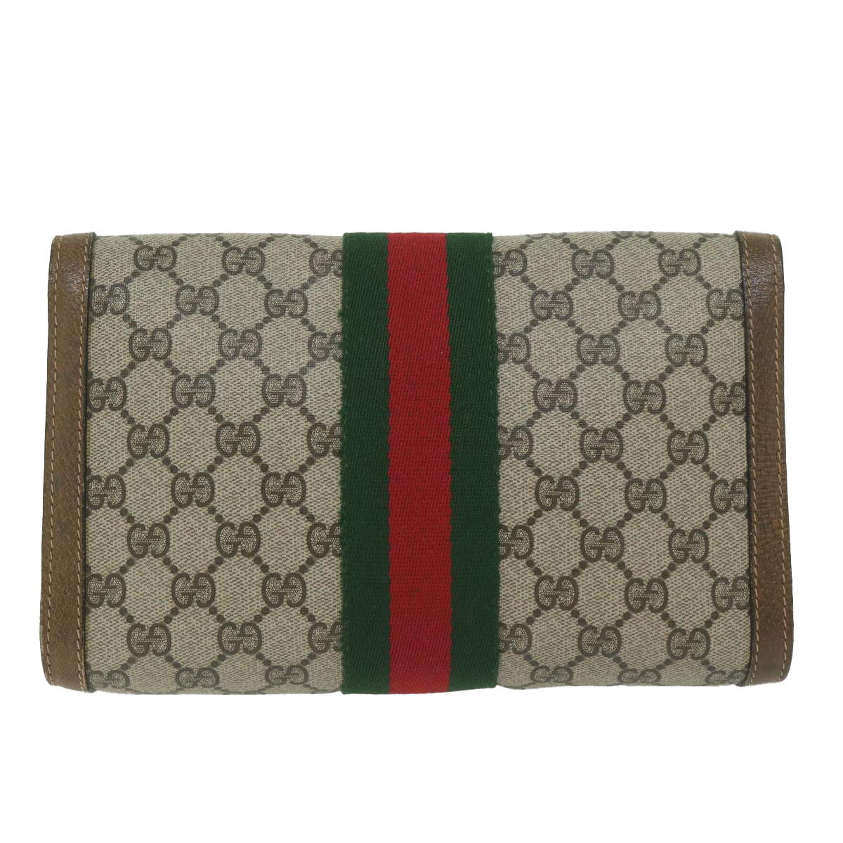 GUCCI GG Supreme Web Sherry Line Clutch Bag Beige Red 41 014 3087 25 ep2616