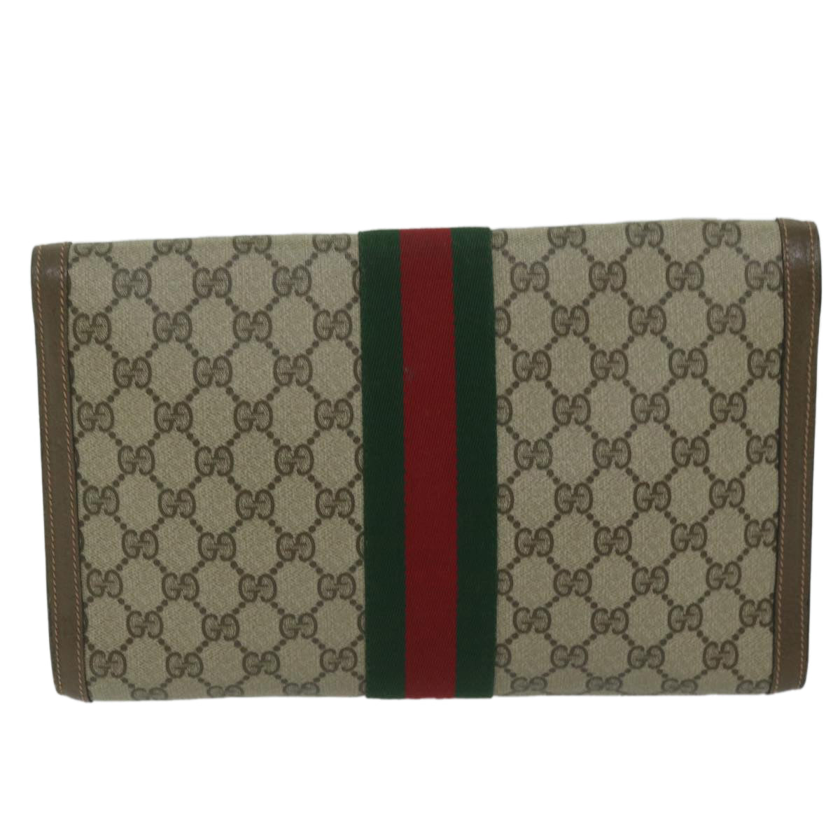 GUCCI GG Supreme Web Sherry Line Clutch Bag Beige Red 89 01 007 ep2727