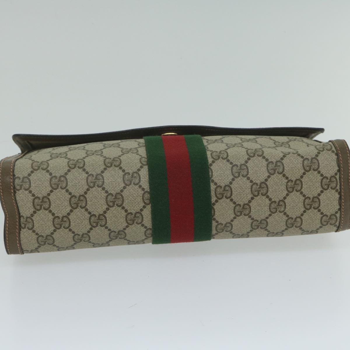 GUCCI GG Supreme Web Sherry Line Clutch Bag Beige Red 89 01 007 ep2727