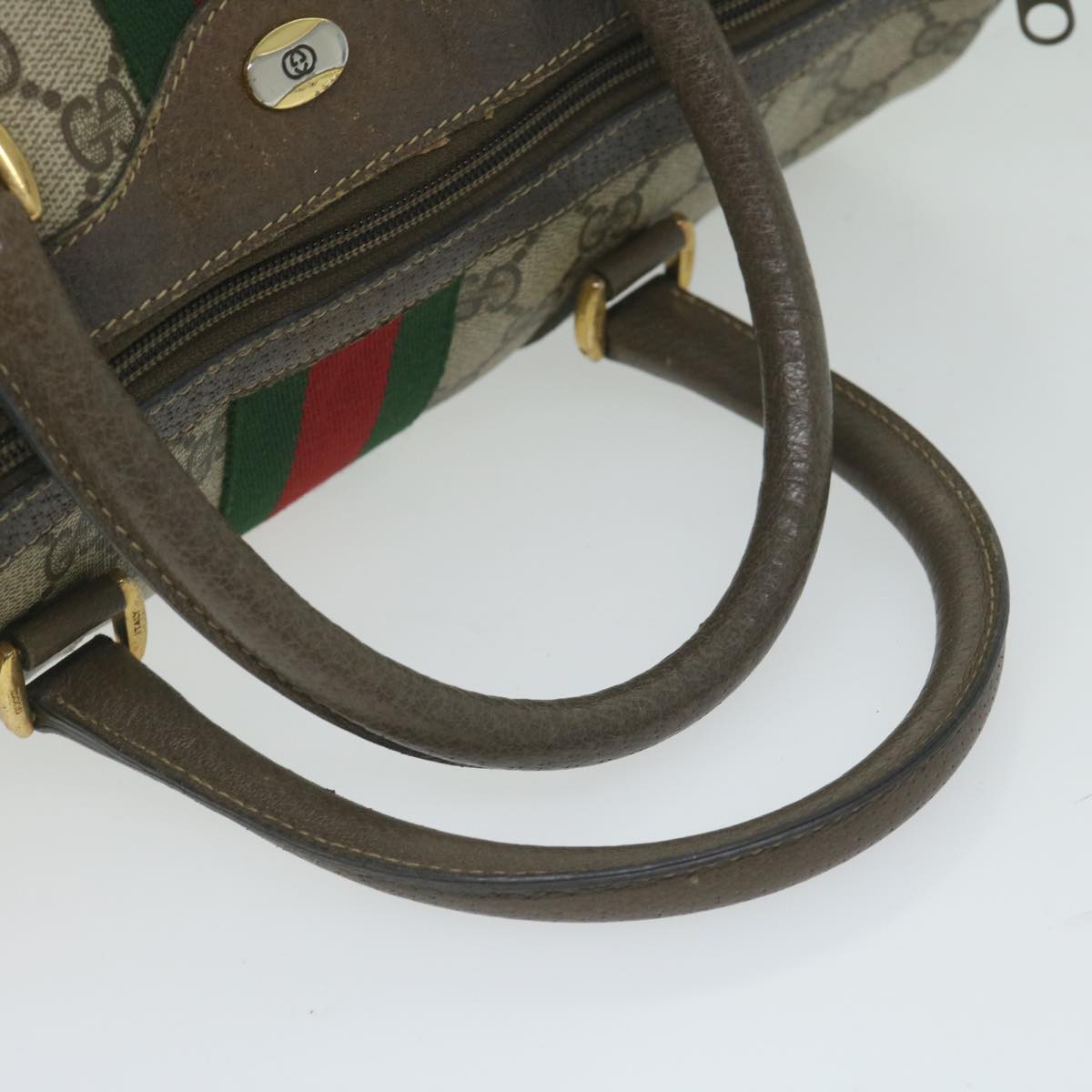GUCCI GG Supreme Web Sherry Line Boston Bag Beige Red 69 02 007 ep2784