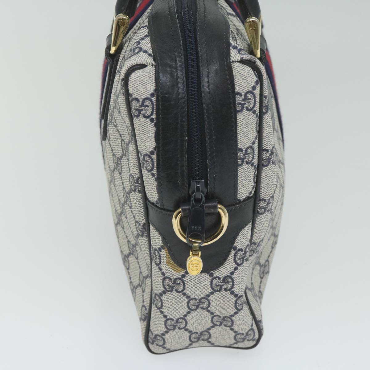 GUCCI GG Supreme Sherry Line Boston Bag PVC Leather Red Navy ep2786
