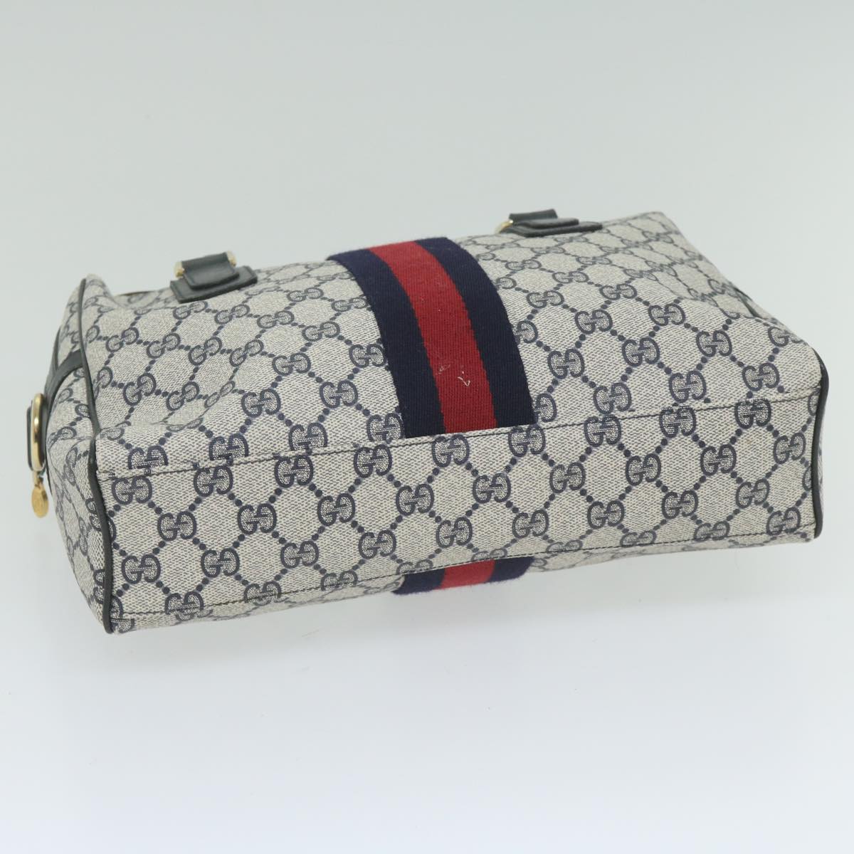 GUCCI GG Supreme Sherry Line Boston Bag PVC Leather Red Navy ep2786