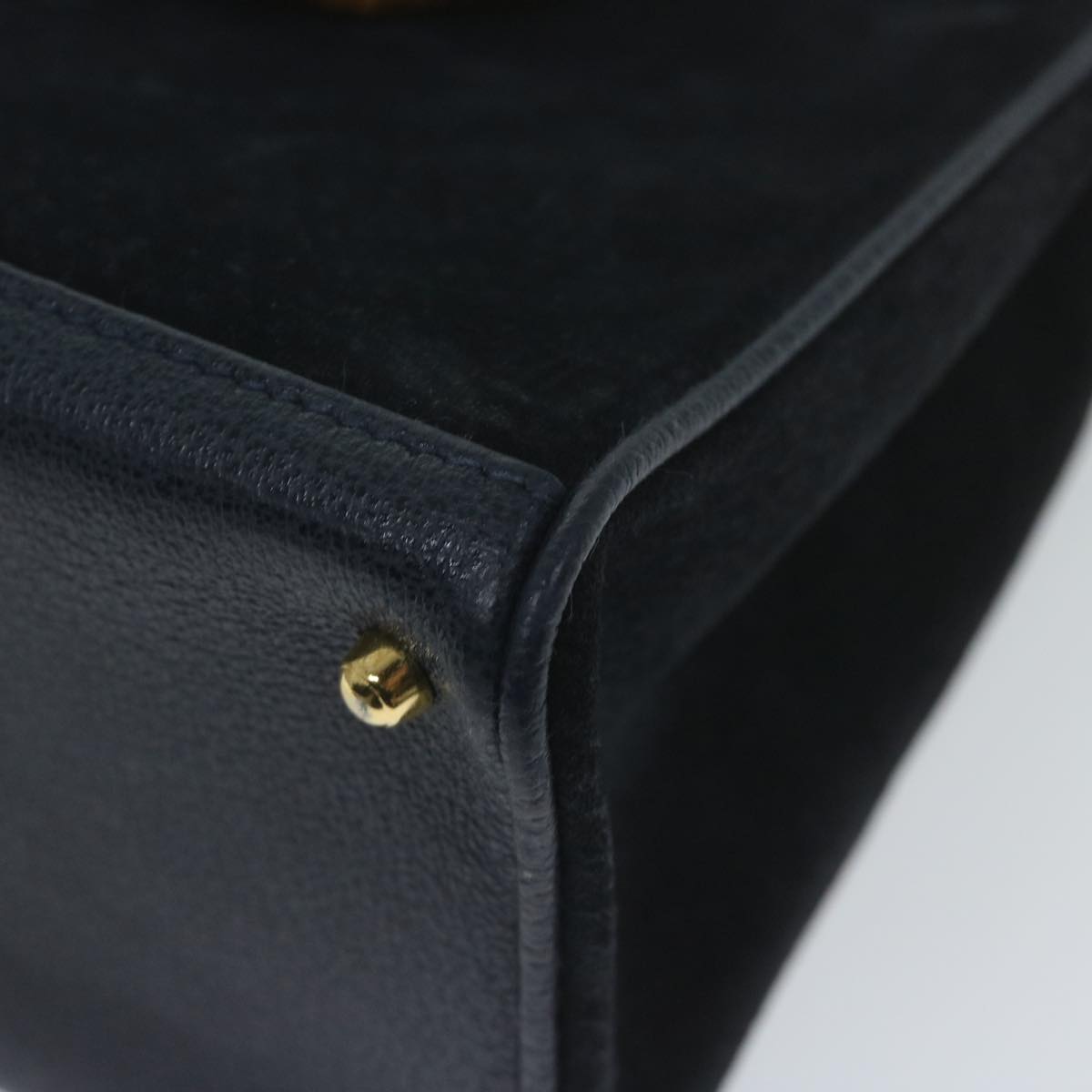 GUCCI Bamboo Hand Bag Suede 2way Navy 000 122 0316 ep2792