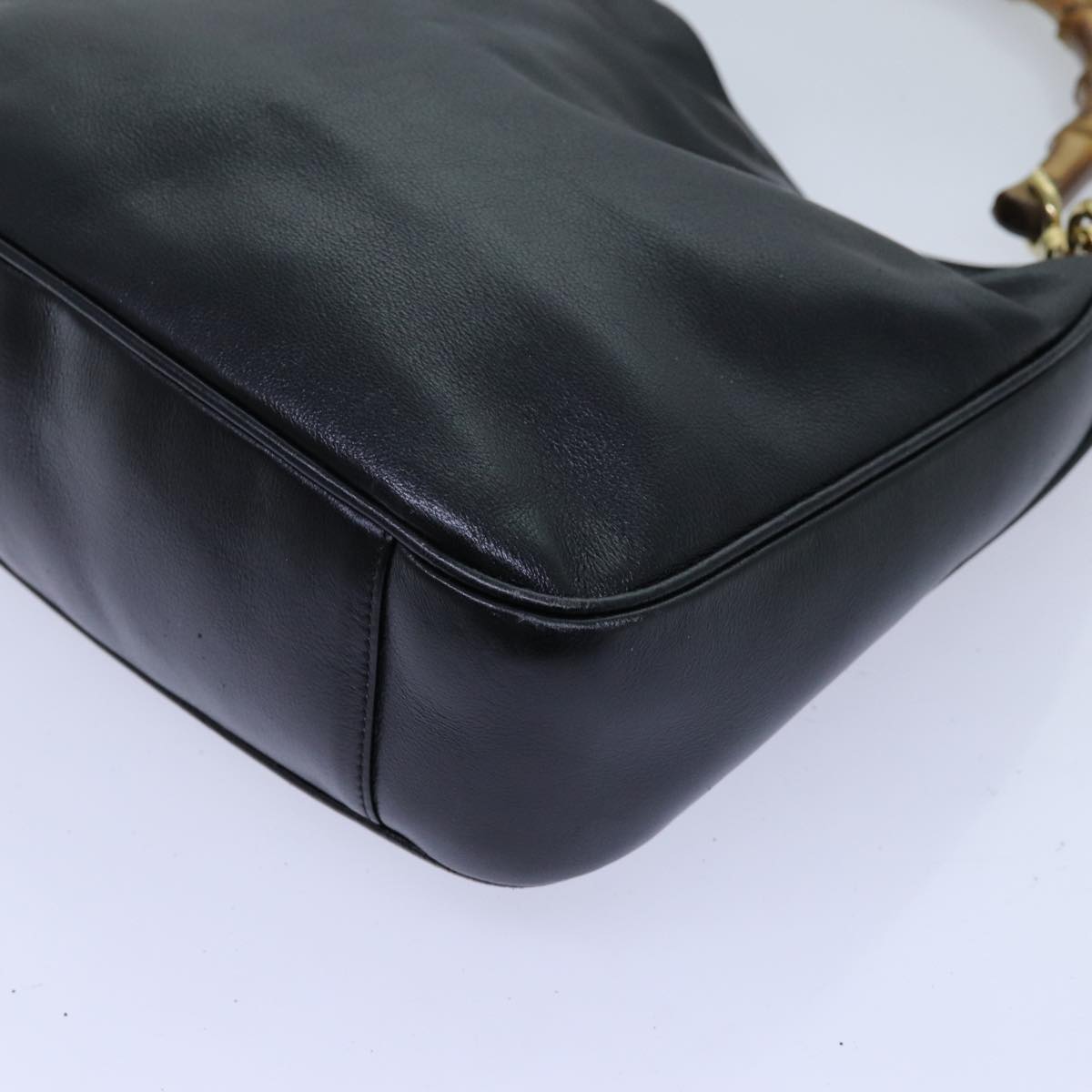 GUCCI Bamboo Hand Bag Leather 2way Black ep3954