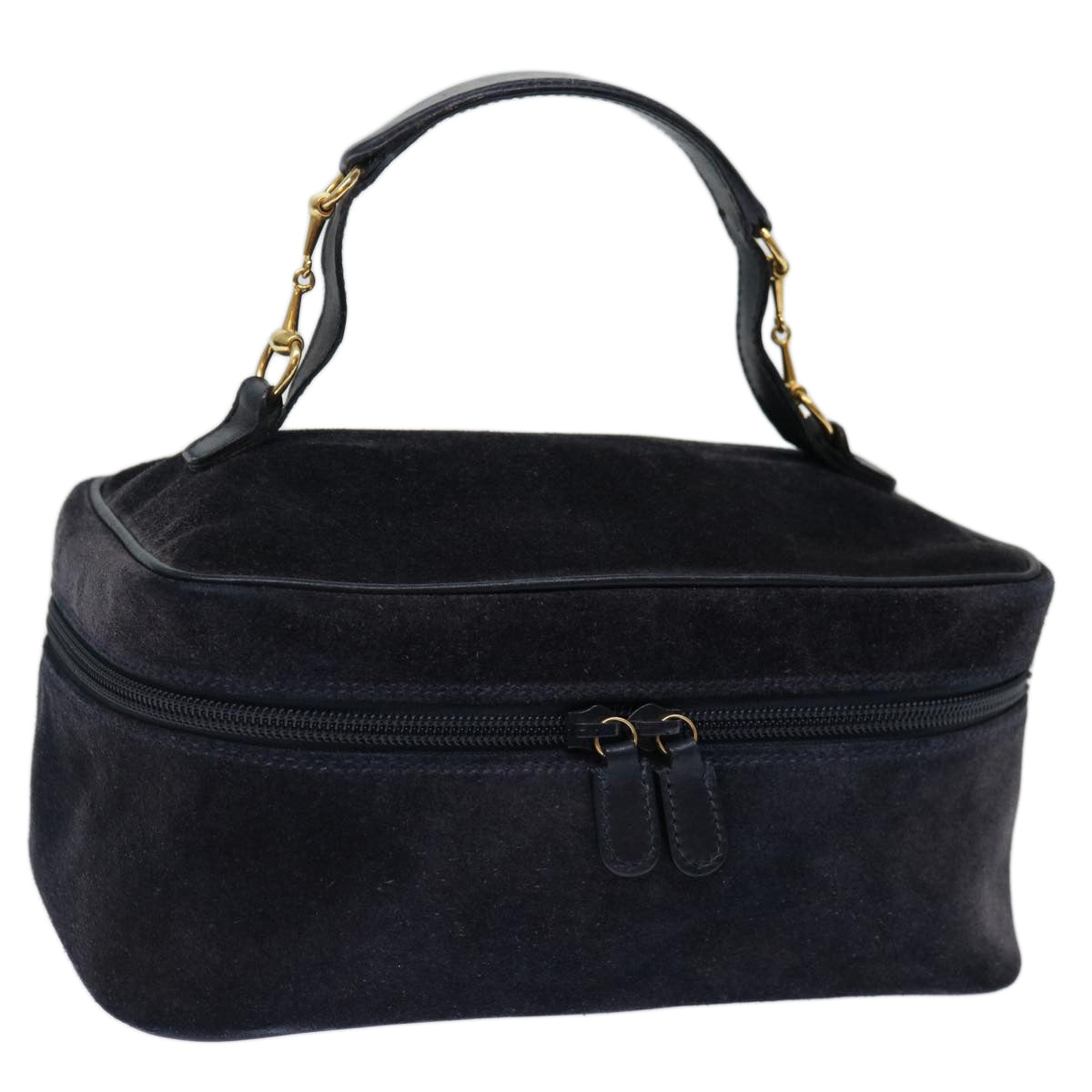 GUCCI Vanity Cosmetic Pouch Suede Navy 032 1705 0140 ep3985