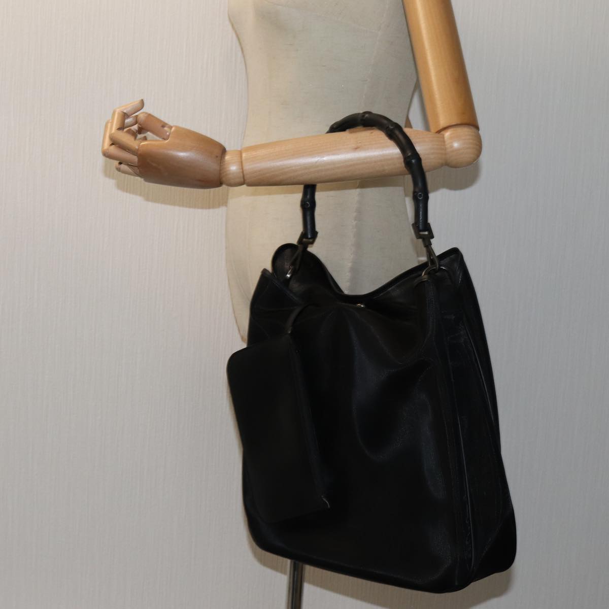 GUCCI Bamboo Hand Bag Nylon Black 001 5577 ep4033