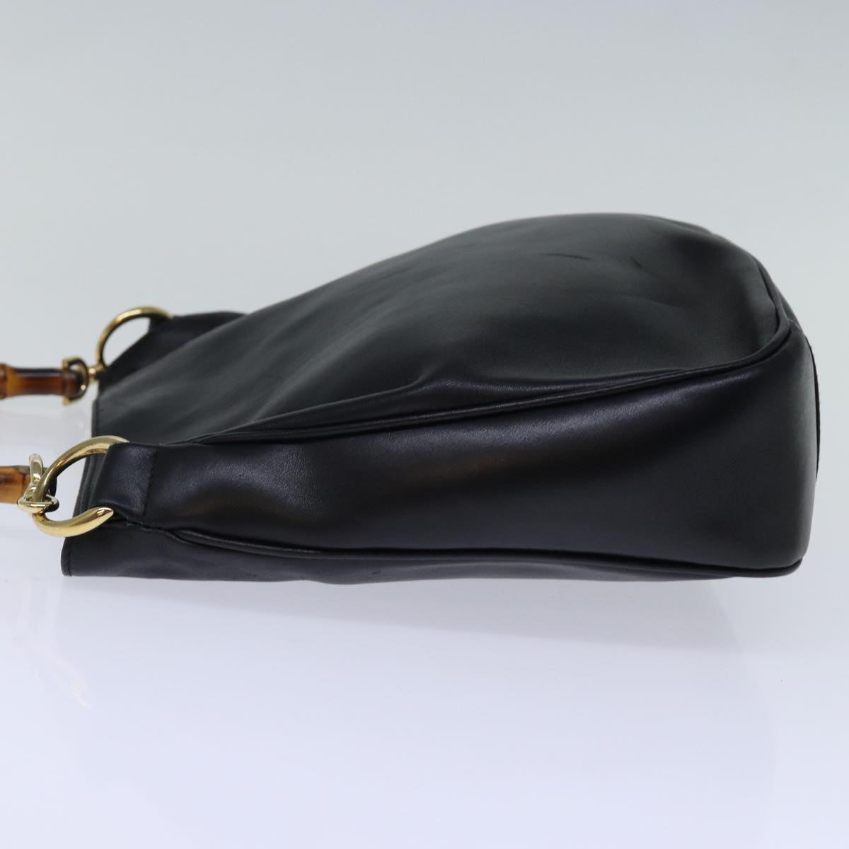 GUCCI Bamboo Hand Bag Leather Black 001 1638 ep4038