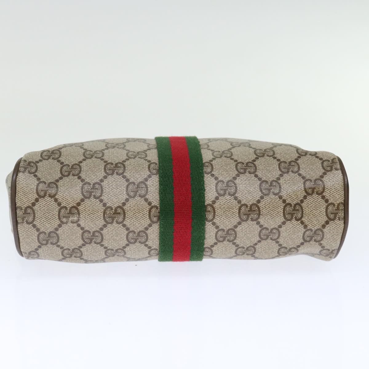 GUCCI GG Supreme Web Sherry Line Clutch Bag PVC Beige Red Green ep4046