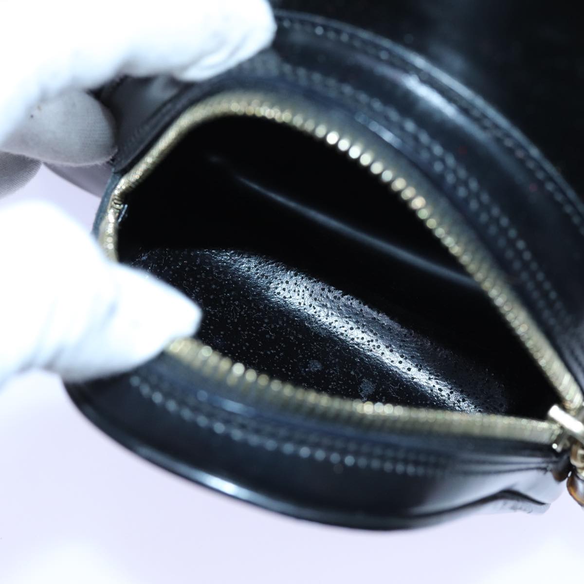 GUCCI Bamboo Body Bag Enamel Black 003 3444 0127 ep4050