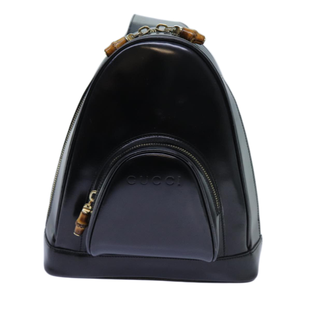 GUCCI Bamboo Body Bag Enamel Black 003 3444 0127 ep4050