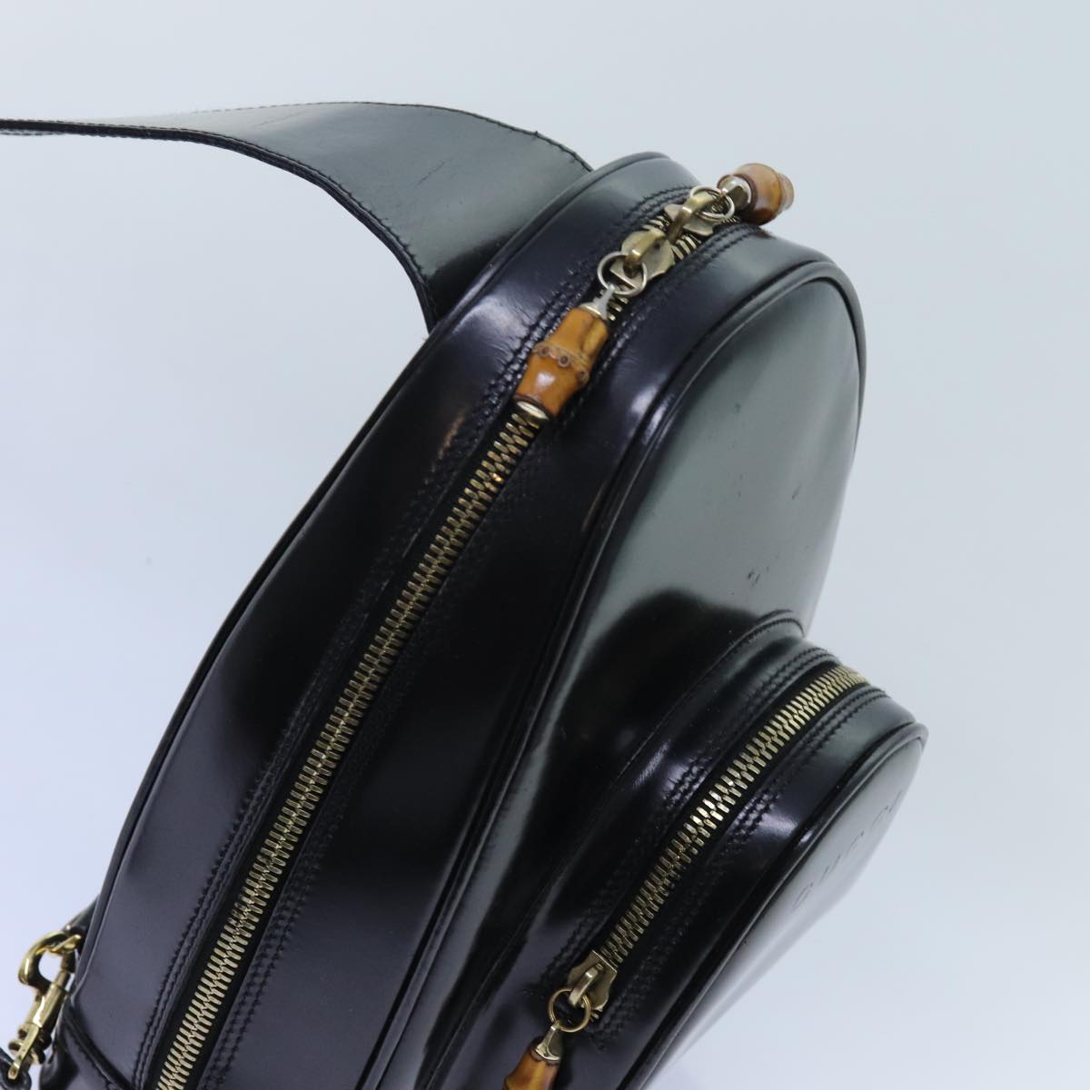 GUCCI Bamboo Body Bag Enamel Black 003 3444 0127 ep4050