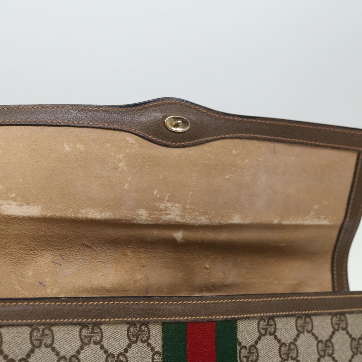 GUCCI GG Supreme Web Sherry Line Clutch Bag PVC Beige Red 89 01 007 ep4065