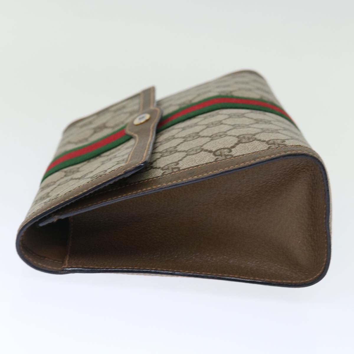 GUCCI GG Supreme Web Sherry Line Clutch Bag PVC Beige Red 89 01 007 ep4065