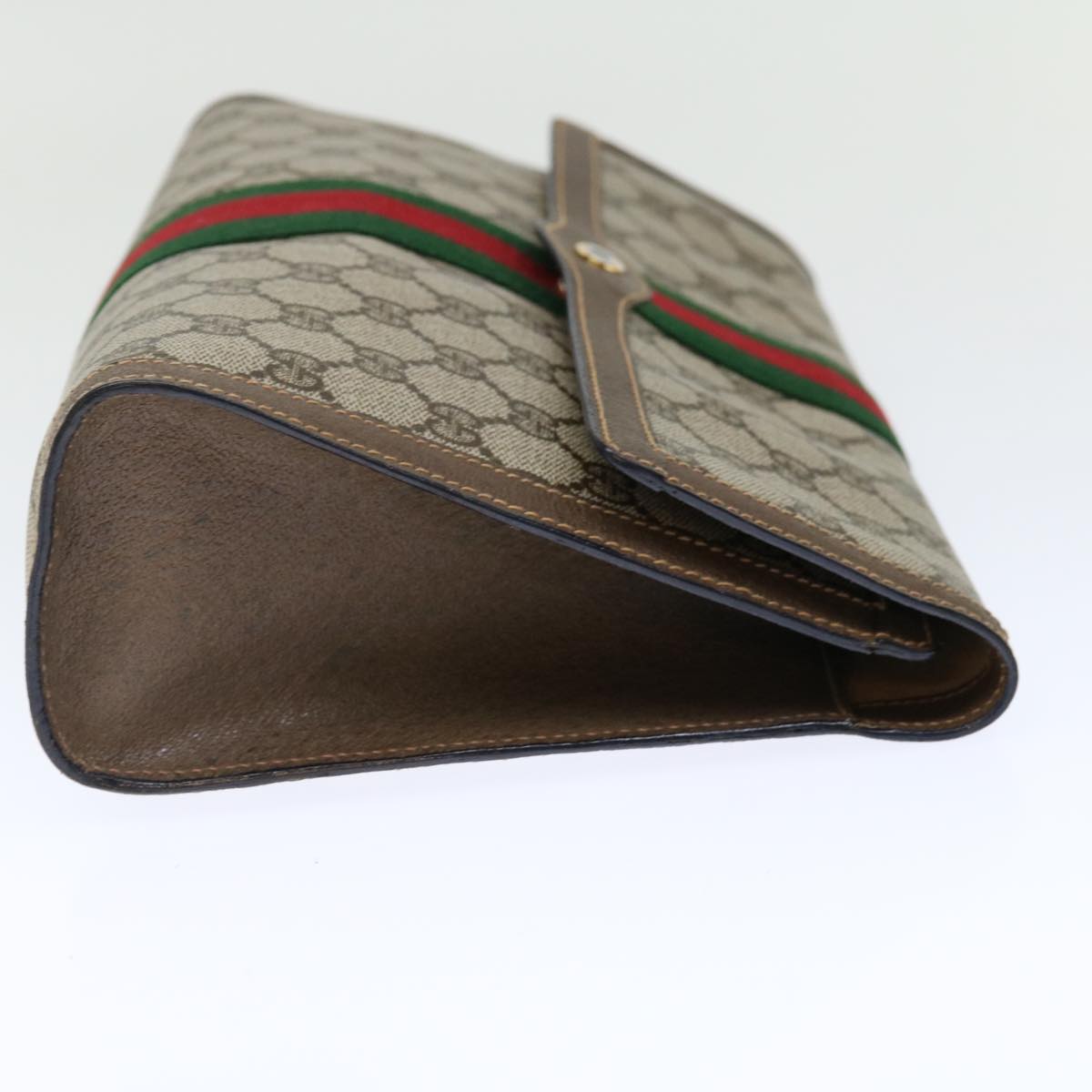GUCCI GG Supreme Web Sherry Line Clutch Bag PVC Beige Red 89 01 007 ep4065