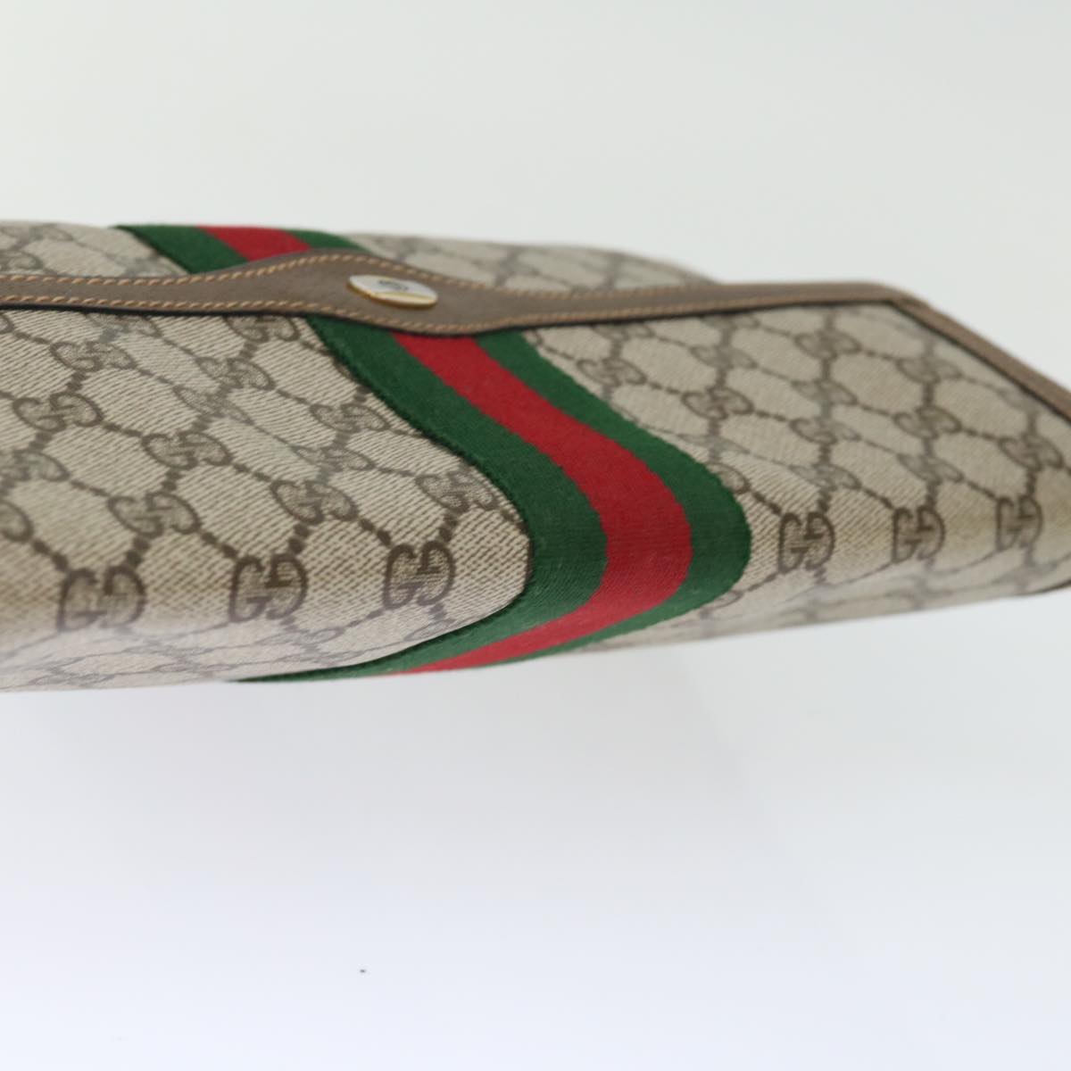 GUCCI GG Supreme Web Sherry Line Clutch Bag PVC Beige Red 89 01 007 ep4065