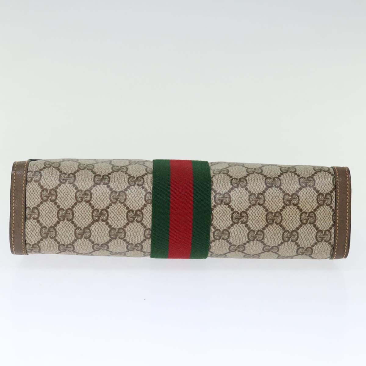 GUCCI GG Supreme Web Sherry Line Clutch Bag PVC Beige Red 89 01 007 ep4065