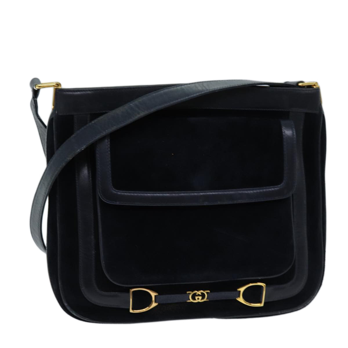 GUCCI Shoulder Bag Suede Navy ep4087