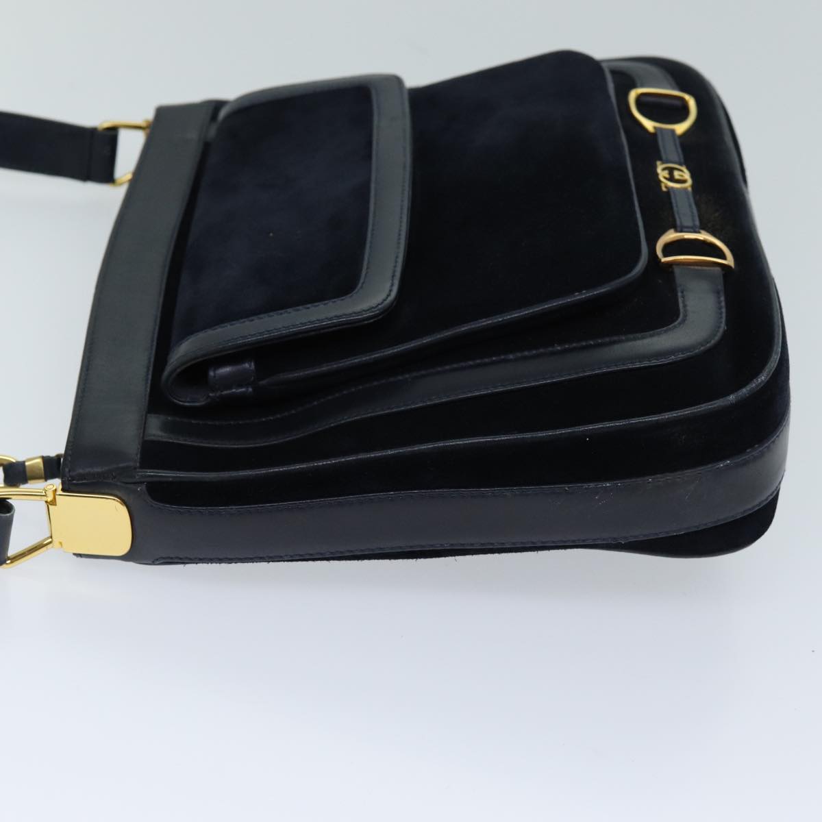 GUCCI Shoulder Bag Suede Navy ep4087