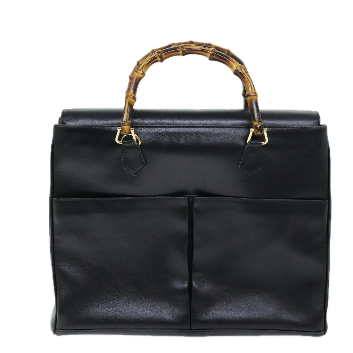 GUCCI Bamboo Hand Bag Leather 2way Black 002 123 0322 ep4124