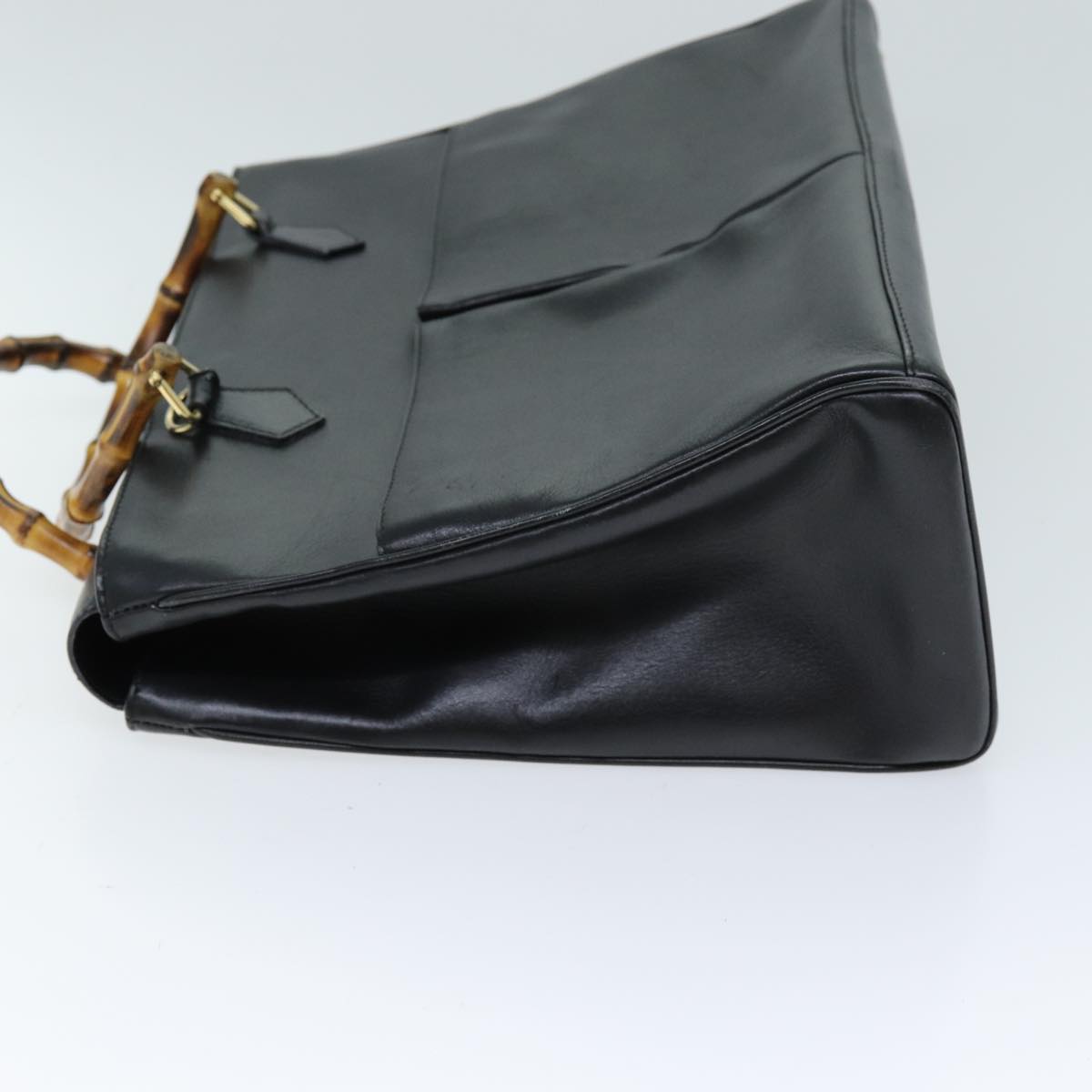 GUCCI Bamboo Hand Bag Leather 2way Black 002 123 0322 ep4124