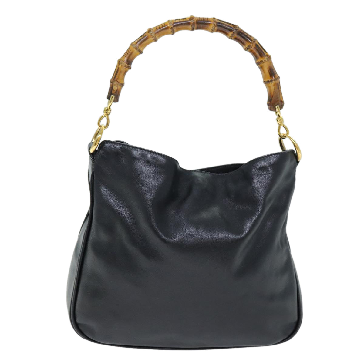 GUCCI Bamboo Hand Bag Leather 2way Black 001 1638 2615 ep4131